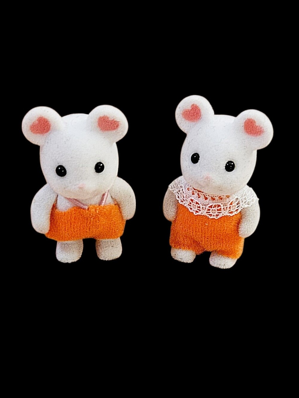 Calico Critters Sylvanian Families Toddler Mouse Twins Matching Orange Outfits